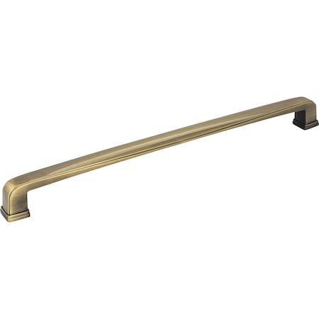 12 Center-to-Center Brushed Antique Brass Square Milan 1 Appliance Handle